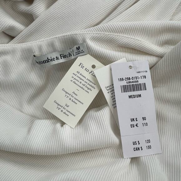 NWT Abercrombie & Fitch form to flatter one shoulder ribbed maxi dress white M - Picture 2 of 8